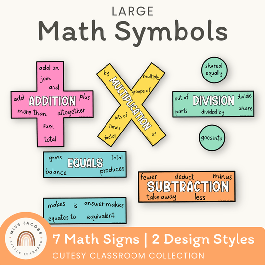 Large Math Symbols - Cutesy Classroom Decor