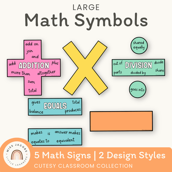 Large Math Symbols - Cutesy Classroom Decor - Miss Jacobs Little Learners
