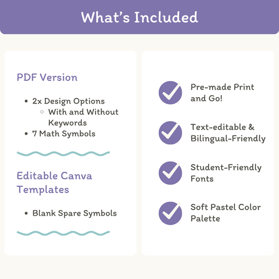 Large Math Symbols - Dreamy Space Theme Classroom Decor - Miss Jacobs Little Learners
