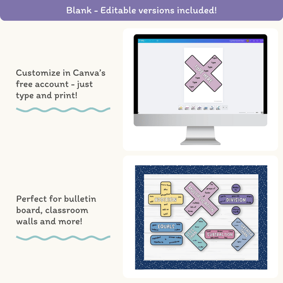 Large Math Symbols - Dreamy Space Theme Classroom Decor - Miss Jacobs Little Learners
