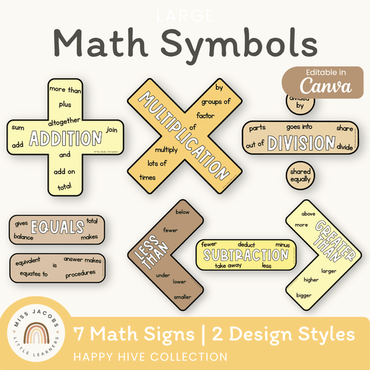 Large Math Symbols - Happy Hive Math Decor