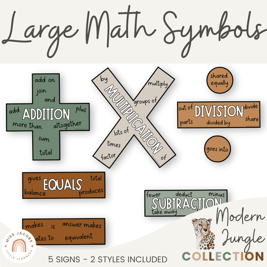 Large Math Symbols - Modern Jungle Earthy Decor