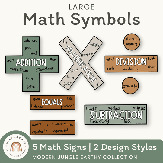 Large Math Symbols - Modern Jungle Earthy Decor