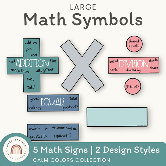 Large Math Symbols - Rainbow Calm Colors