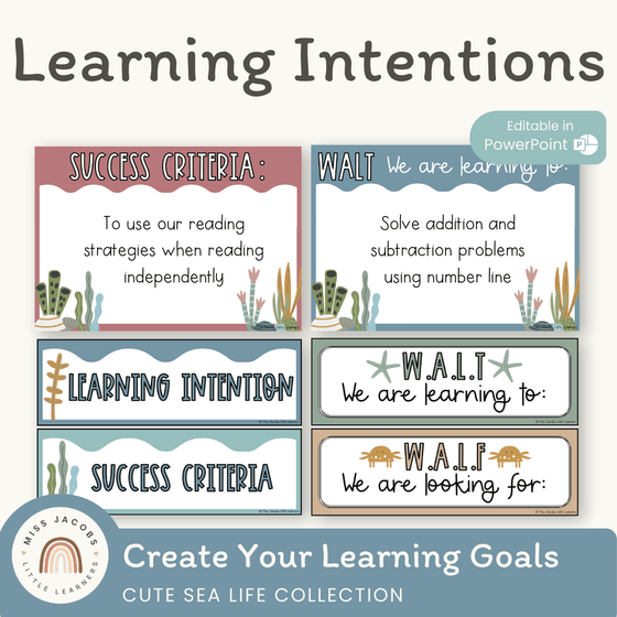 Learning Intention and Success Criteria Display - Cute Sea Life Decor ...