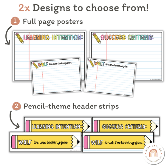 Learning Intention and Success Criteria Display - Cutesy Theme - Miss Jacobs Little Learners