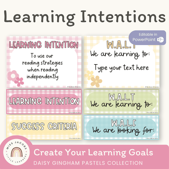 Learning Intention and Success Criteria Display - Daisy Gingham Pastels