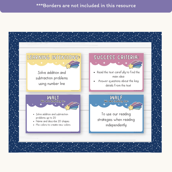 Learning Intention and Success Criteria Display - Dreamy Space Decor - Miss Jacobs Little Learners