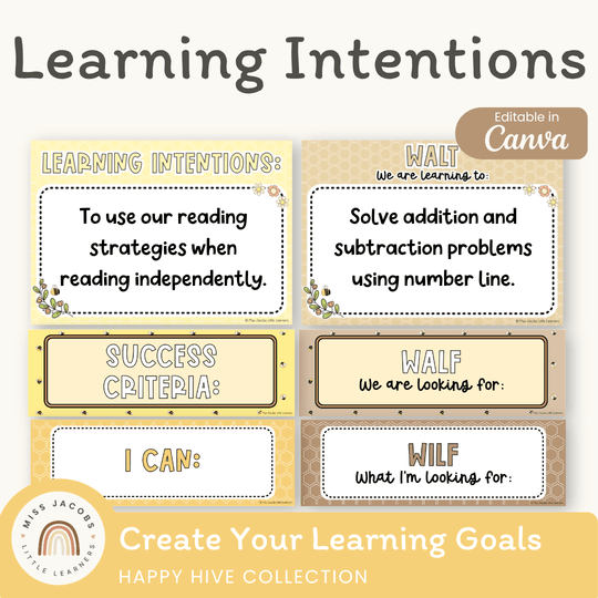 Learning Intention and Success Criteria Display - Happy Hive Classroom Decor