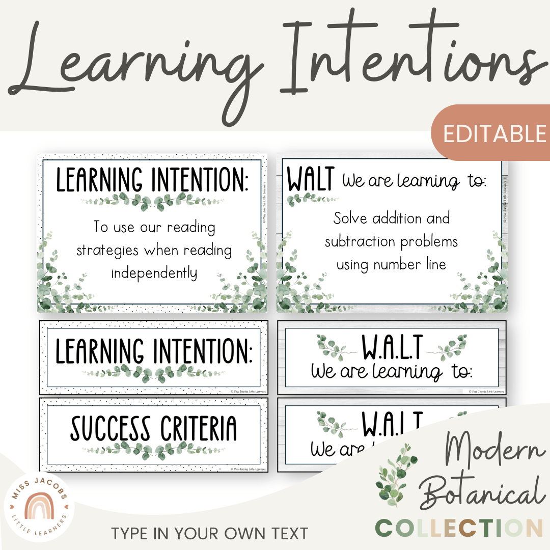 Learning Intention Target Icon Learning Intention & Success Criteria Display - Modern Botanical - MJLL