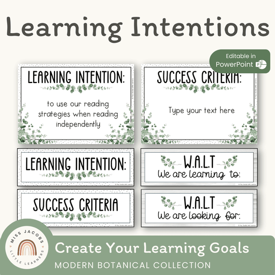 Learning Intention and Success Criteria Display - Modern Botanical