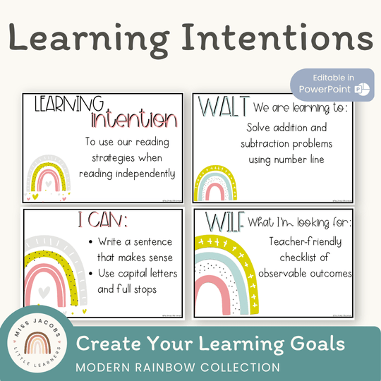 Learning Intention and Success Criteria Display - Rainbow Calm Colors Decor