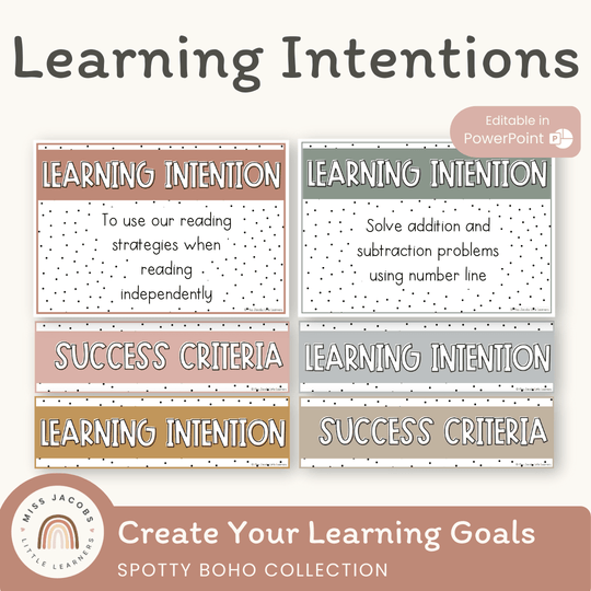 Learning Intention and Success Criteria Display - Spotty Boho Decor