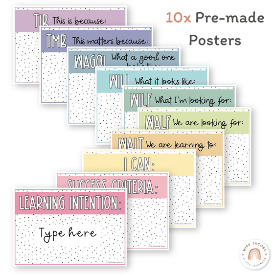 Learning Intention and Success Criteria Display - Spotty Pastel - Miss Jacobs Little Learners