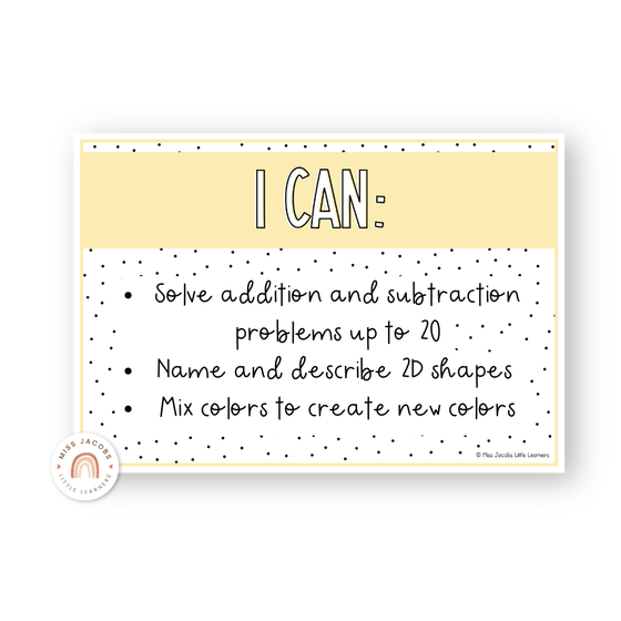 Learning Intention and Success Criteria Display - Spotty Pastel - Miss Jacobs Little Learners
