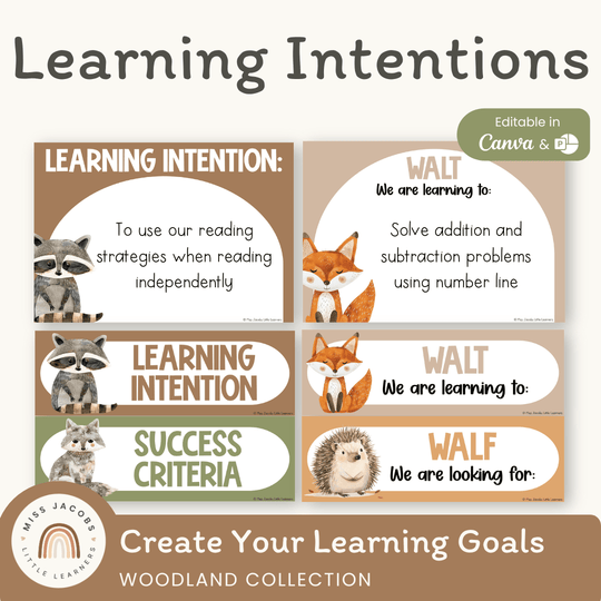 Learning Intentions and Success Criteria Display - Woodland Decor