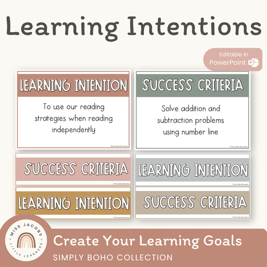 Learning Intentions | SIMPLE BOHO | EDITABLE
