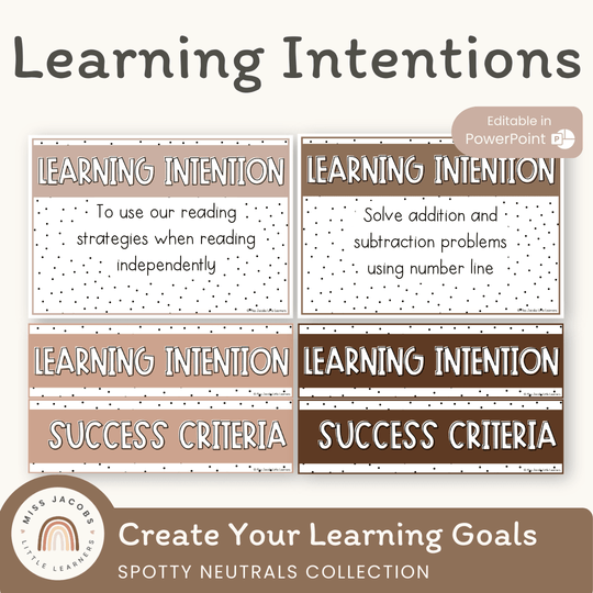 LEARNING INTENTIONS | SPOTTY NEUTRALS | EDITABLE