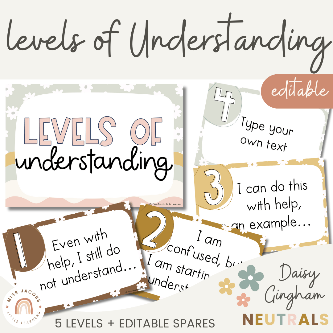 Levels of Understanding Posters - Daisy Gingham Neutrals Decor