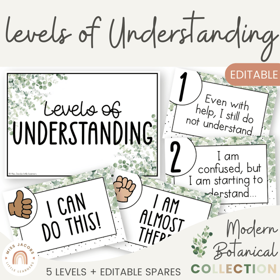 Levels of Understanding Posters - Modern Botanical Classroom Decor - Miss Jacobs Little Learners