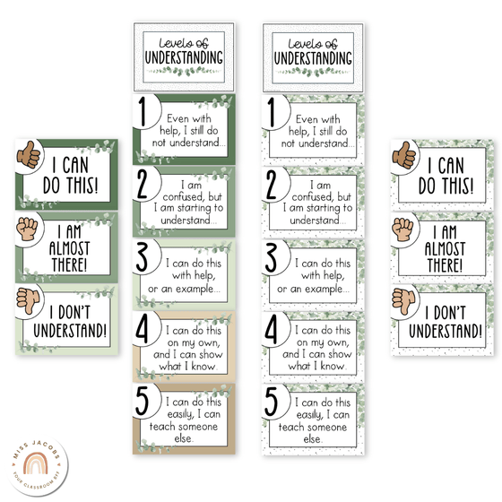 Levels of Understanding Posters - Modern Botanical Classroom Decor - Miss Jacobs Little Learners