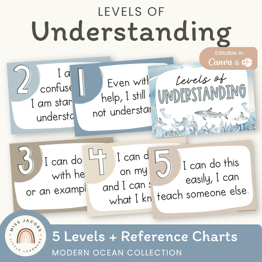 Levels of Understanding Posters - Modern Ocean Classroom Decor