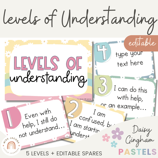 Levels of Understanding Posters - Daisy Gingham Pastels Decor