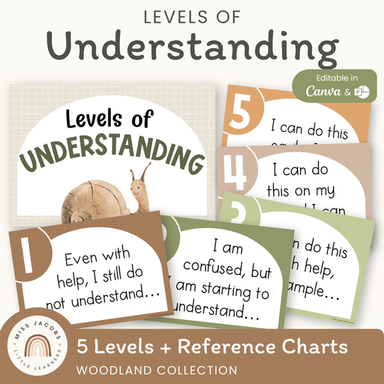 Levels of Understanding Posters - Woodland Theme Classroom Decor