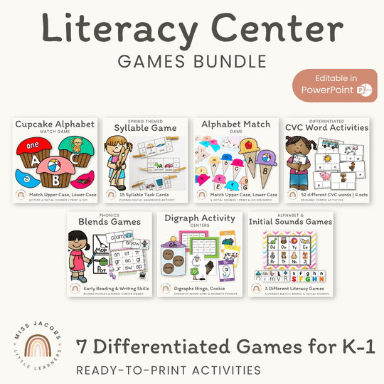Literacy Center Games Bundle {K-1)