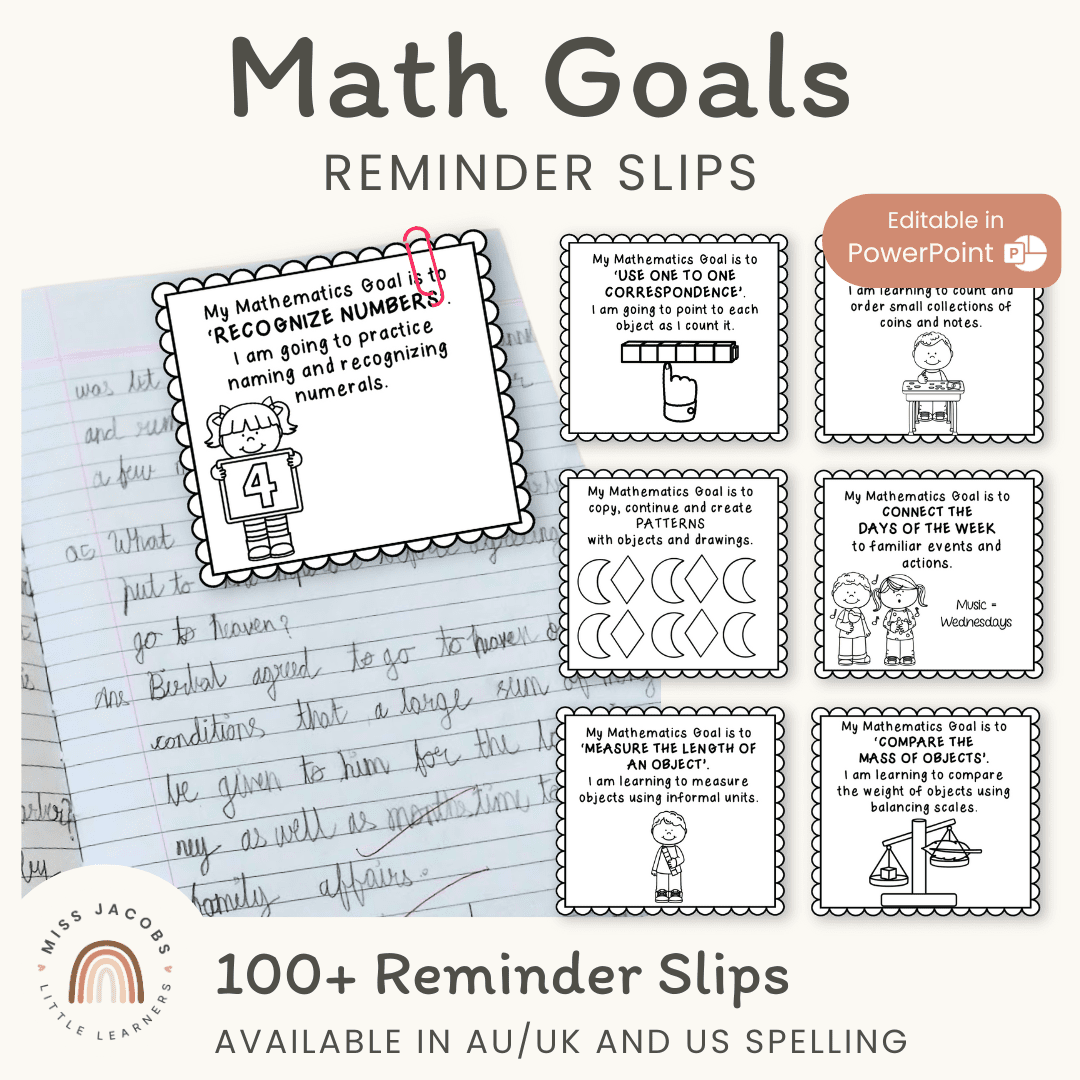 Math Goals - Student Reminder Slips