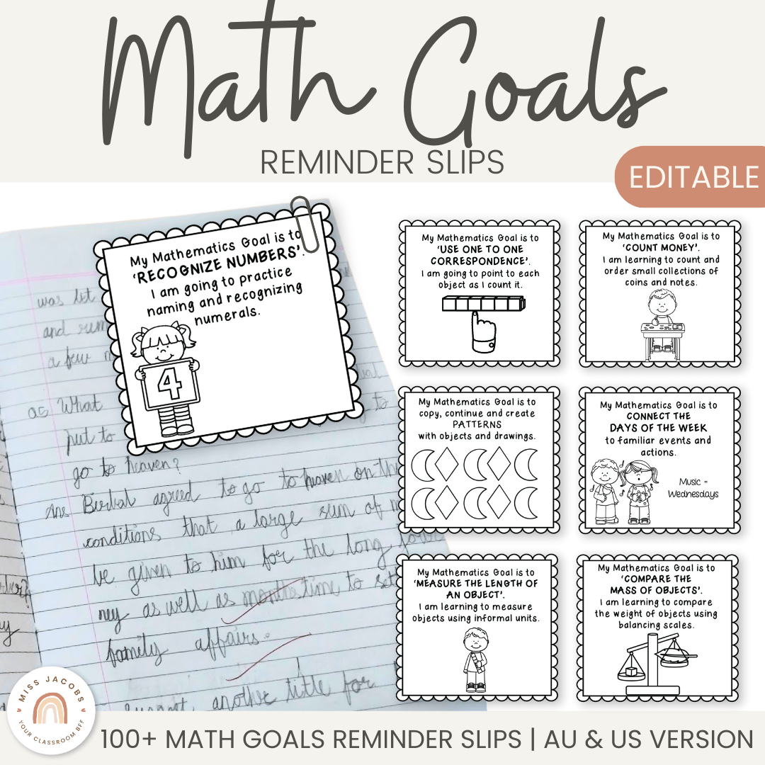 Math Goals - Student Reminder Slips