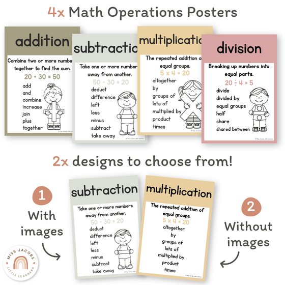 Operations Math Poster Math Operation Posters - Australiana Classroom Decor – Miss Jacobs ...