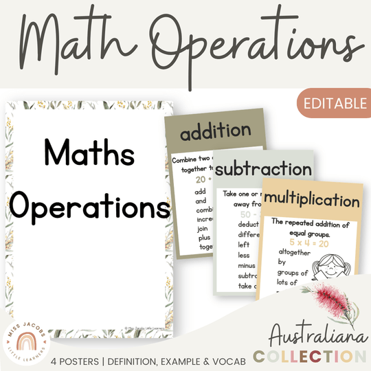 Math Operation Posters - Australiana Classroom Decor