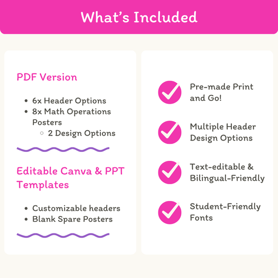 Math Operation Posters - Bright Theme - Miss Jacobs Little Learners
