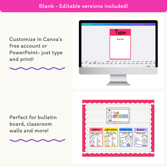 Math Operation Posters - Bright Theme - Miss Jacobs Little Learners