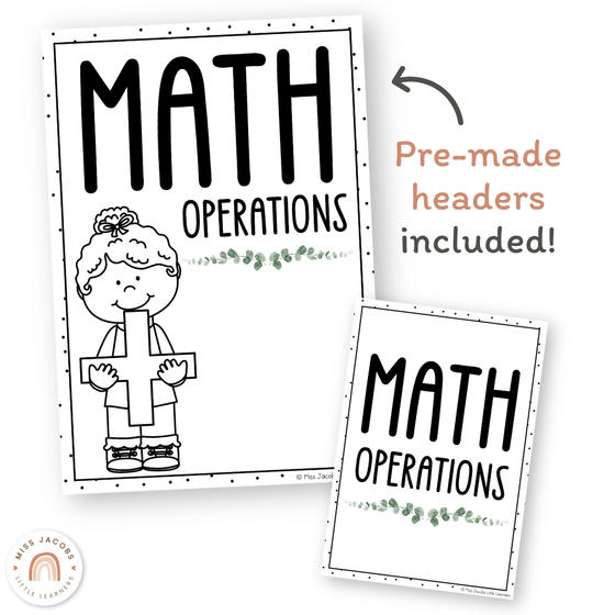 Math Operations Posters - Modern Botanical Decor - Miss Jacobs Little Learners
