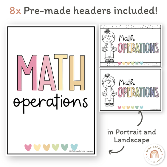 Math Operations Posters - Pastel Theme - Miss Jacobs Little Learners