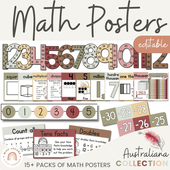 Math Posters Bundle | AUSTRALIANA | Australian Flora and Fauna - Miss Jacobs Little Learners