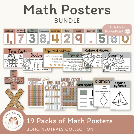 Math Posters Bundle - Boho Neutrals Theme