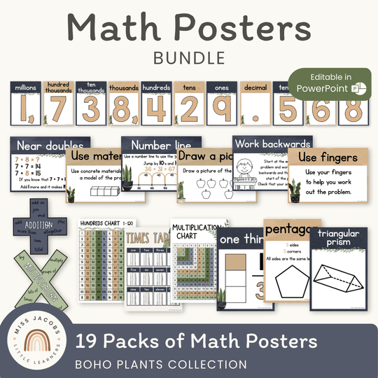 Math Posters Bundle - Boho Plants Theme