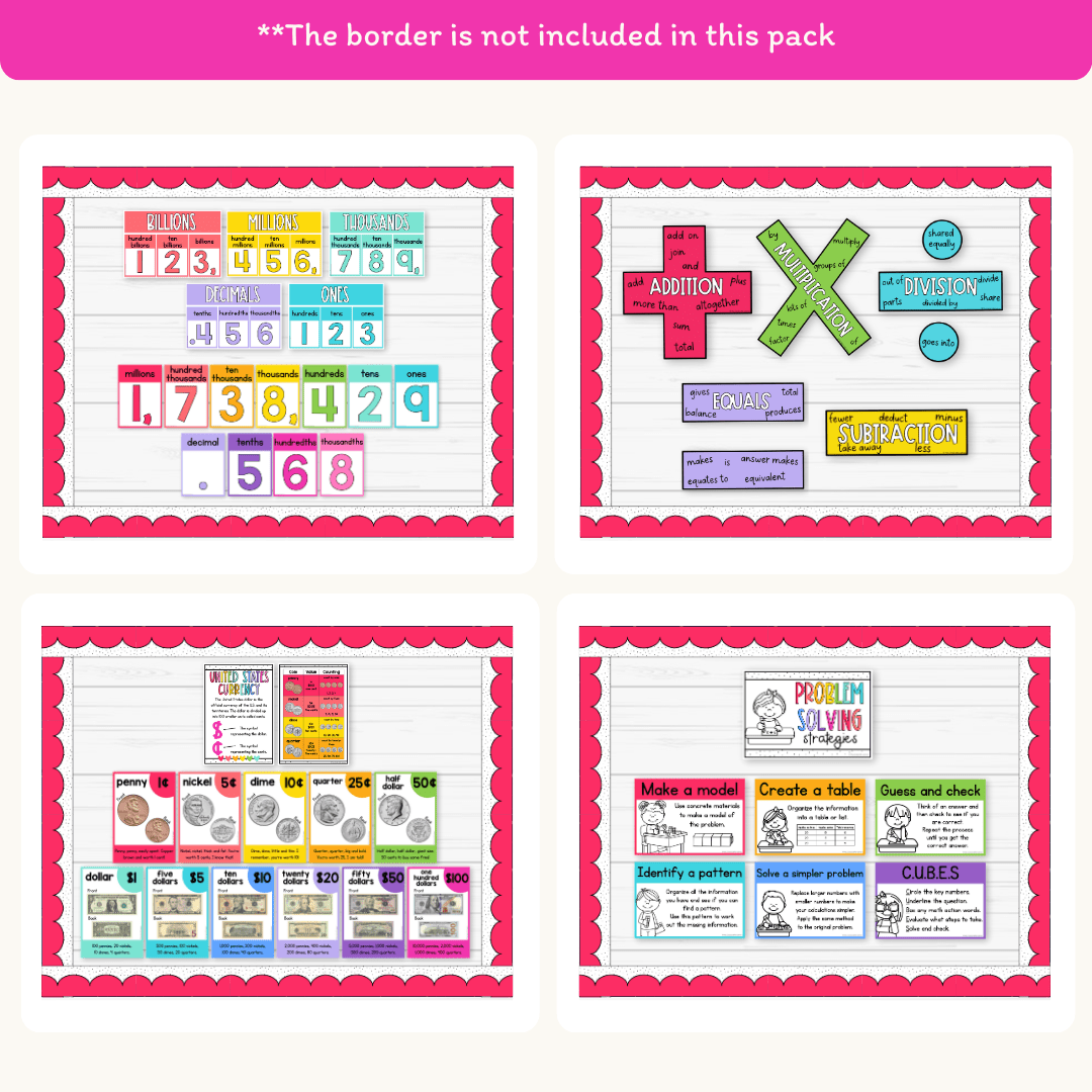 Bright Collection Math Posters Decor - Miss Jacobs Little Learners
