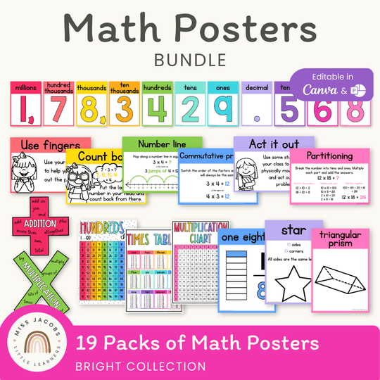 Math Posters Bundle - Brights Theme