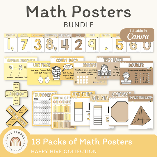 Math Posters Bundle - Happy Hive Classroom Decor