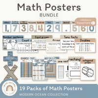 Modern Ocean Math Posters Decor - Miss Jacobs Little Learners