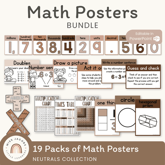 Math Posters Bundle - Neutrals Theme