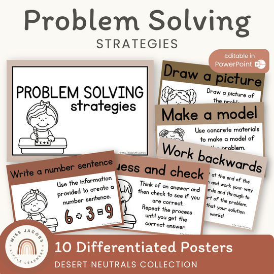Math Problem Solving Strategies Posters | Boho Vibes Classroom Decor | CUBES