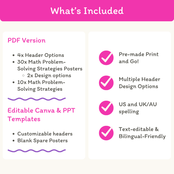 Math Problem Solving Strategies Posters - Bright Theme - Miss Jacobs Little Learners