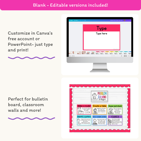 Math Problem Solving Strategies Posters - Bright Theme - Miss Jacobs Little Learners