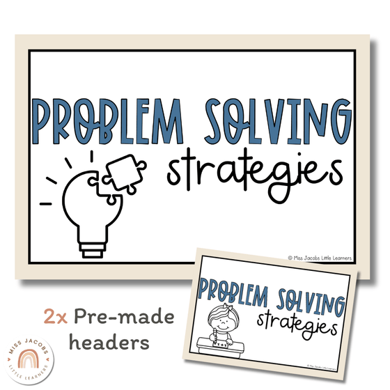 Math Problem Solving Strategies Posters | Cute Jungle Safari Animals | CUBES - Miss Jacobs Little Learners