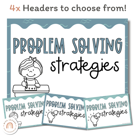 Math Problem Solving Strategies Posters | Cute Sea Life Classroom Decor | CUBES - Miss Jacobs Little Learners